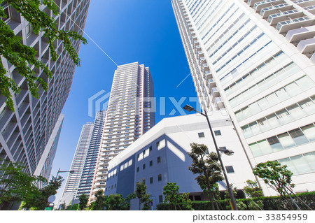 Urban landscape with tower apartment 33854959