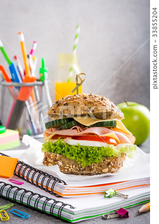 Healthy lunch for school with sandwich Healthy lunch for school with sandwich 33855204