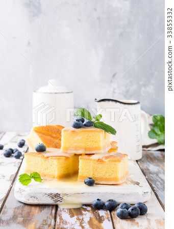 Homemade baked pudding cake 33855332