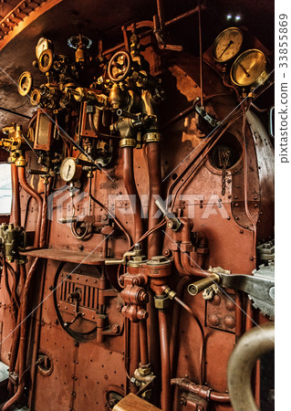 Steam locomotive controls, technical museum 33855869