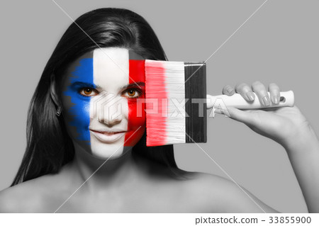 Female supporter in national colors of France 33855900