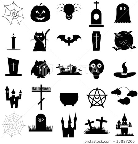 Halloween set Vector black icon on white. 33857206