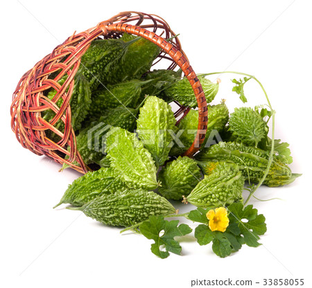 bitter melon or momordica in a wicker basket bitter melon or momordica in a wicker basket 33858055