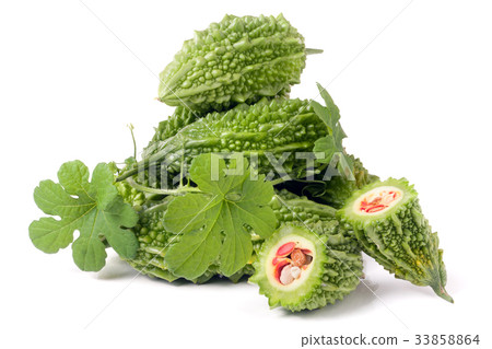 heap of bitter melon or momordica with leaves heap of bitter melon or momordica with leaves 33858864