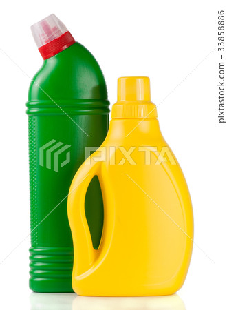 two bottles of cleansers isolated on white 33858886