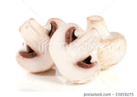 champignon mushrooms and half isolated on white 33859275
