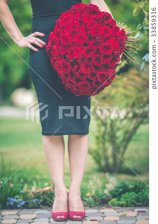 Elegant beautiful woman is wearing black fashion 33859316