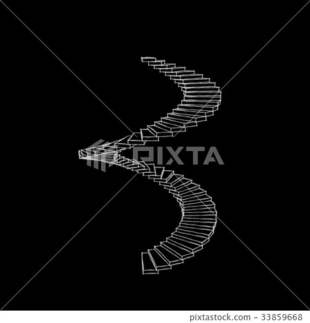 Spiral staircase. Isolated on black background. - Stock Illustration