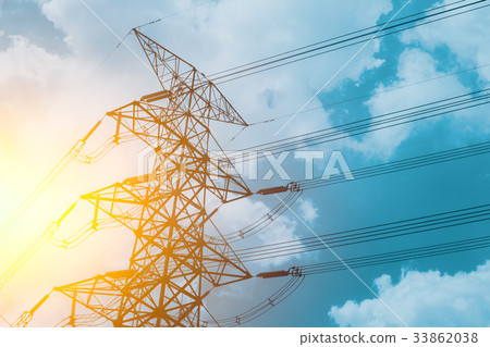 High voltage cable power post steel tower High voltage cable power post steel tower 33862038