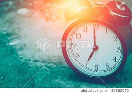 vintage clock selective focus at number 7 o'clock vintage clock selective focus at number 7 o'clock 33862073