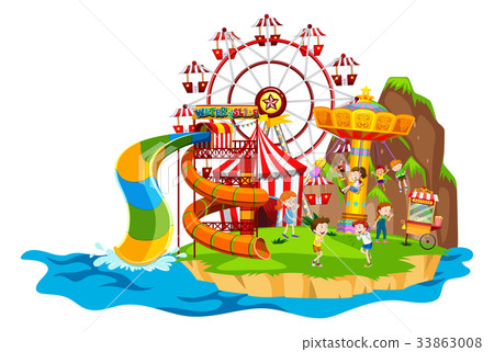 Scene with children playing rides Scene with children playing rides 33863008