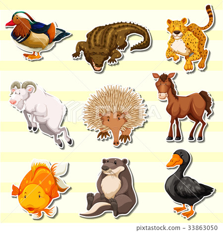 Wild animals in sticker set 33863050