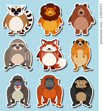 Sticker design for wild animals 33863051