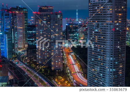 [東京夜景]東京晴空塔世界貿易中心大樓海濱頂層 33863679