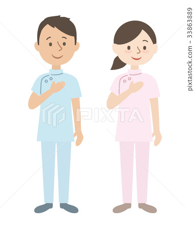 男性和女性在白大褂 33863889