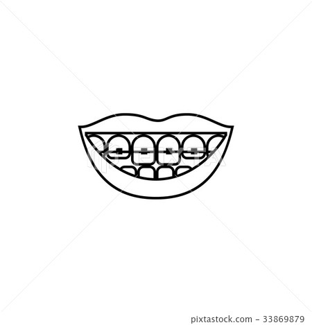 Teeth braces vector line icon isolated on white - Stock Illustration ...