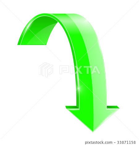 Green down arrow. 3d shiny web icon 33871158