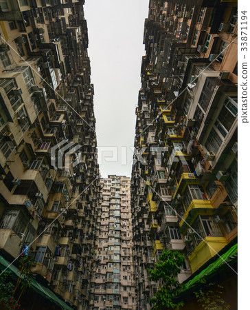 Old apartments in Hong Kong 33871194