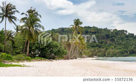 A beautiful corner of the beach with white sand 33872136