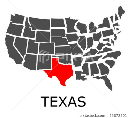 State of Texas on map of USA 33872301