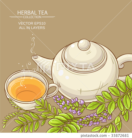 cup of licorice tea and teapot 33872681