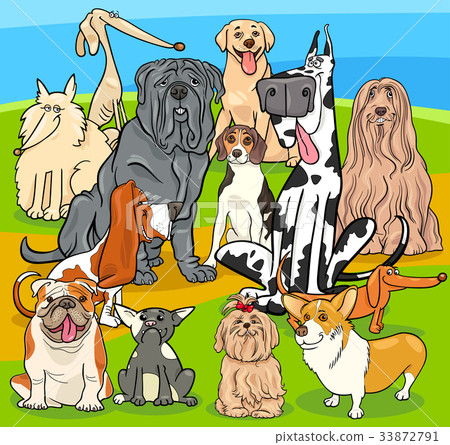 purebred dogs cartoon characters group 33872791