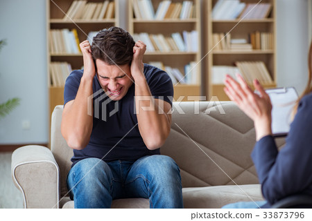 Patient visiting psychiatrist doctor for 33873796