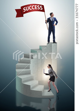 Businessman with success banner in business Businessman with success banner in business 33874777