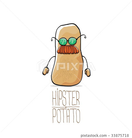 vector funny cartoon cute brown hipster potato 33875718