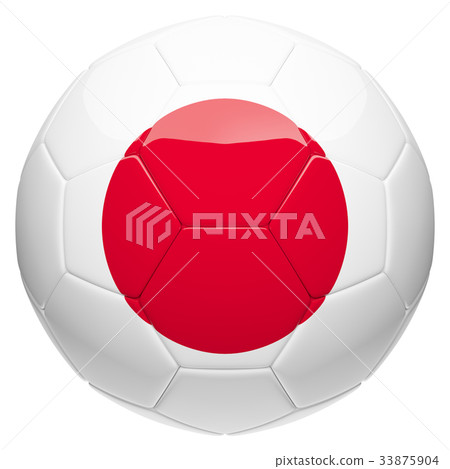 Soccer football with Japan flag 3d rendering 33875904