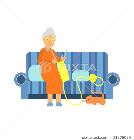 Beautiful senior woman character sitting on the Beautiful senior woman character sitting on the 33876059