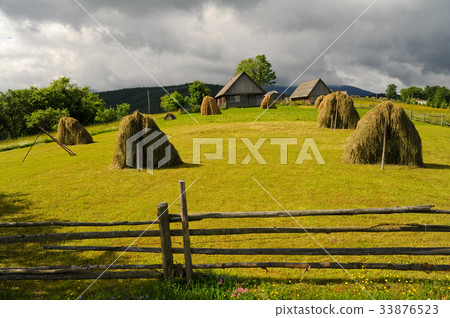 Field with haystack Field with haystack 33876523