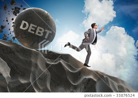 Businessman in debt loan business concept 33876524
