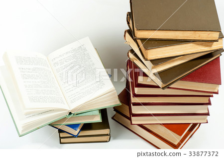 High books stack High books stack 33877372