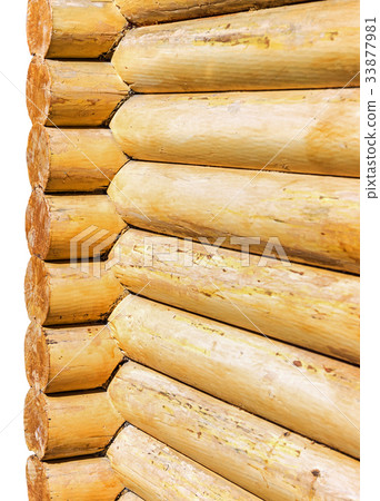 yellow painted wall with wooden logs yellow painted wall with wooden logs 33877981