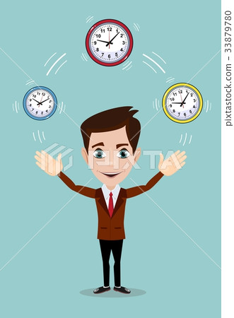 Businessman plays with Time, symbolizing time Businessman plays with Time, symbolizing time 33879780