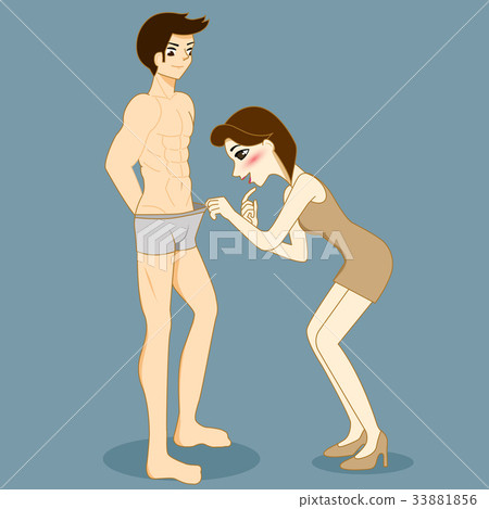 Beautiful woman open her husband boxer 33881856