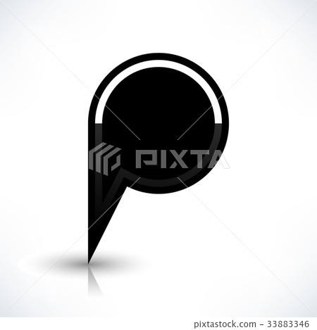 Black map pin icon flat round location sign - Stock Illustration ...