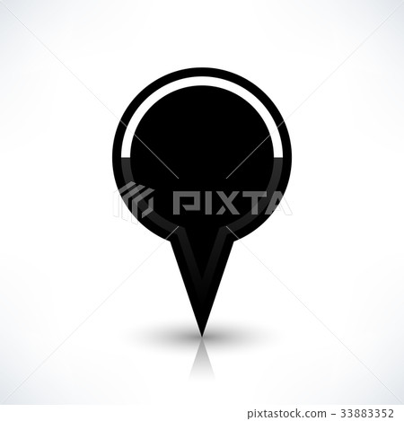 Black map pin icon flat round location sign - Stock Illustration ...