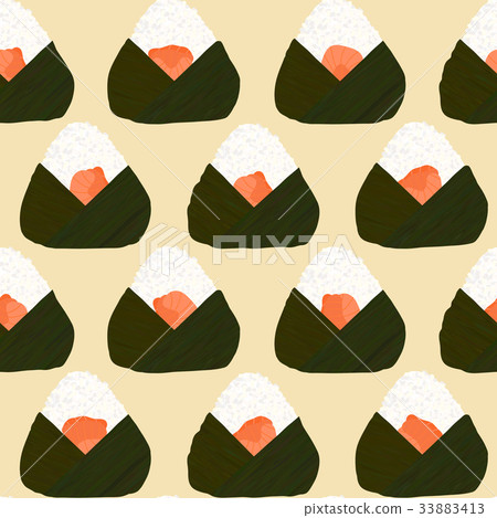 Onigiri seamless pattern. Filled with salmon. 33883413
