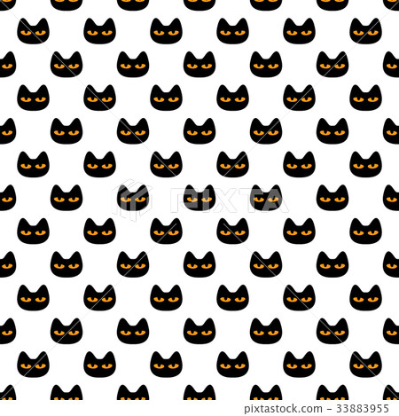 Seamless pattern with black scary Halloween Cat 33883955
