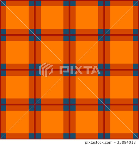Orange Red Blue Tartan Seamless Background. 33884018