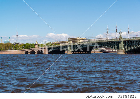 View of Troitsky Bridge from Palace Embankment in View of Troitsky Bridge from Palace Embankment in 33884825