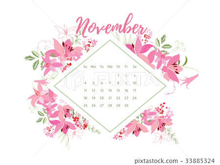Vintage floral calendar 2018 Vintage floral calendar 2018 33885324