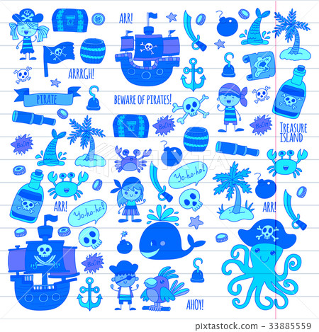 Vector pirates Children cartoon illustration Kids Vector pirates Children cartoon illustration Kids 33885559