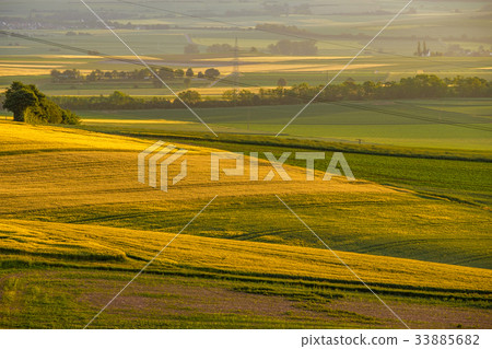 Rolling hills on sunset. Rural landscape Rolling hills on sunset. Rural landscape 33885682