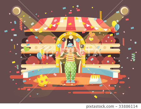 Vector illustration cartoon character lonely clown Vector illustration cartoon character lonely clown 33886114
