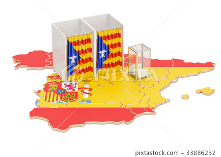 Catalonia referendum concept, voting booths 33886232