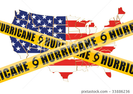 Hurricane in USA concept, 3D rendering Hurricane in USA concept, 3D rendering 33886236