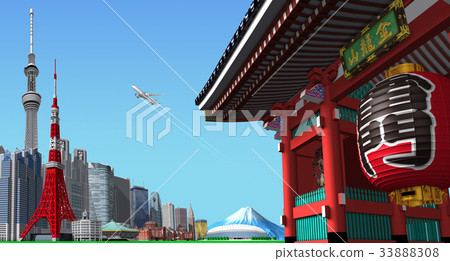 Tokyo Town Kaminarimon Blue sky 33888308